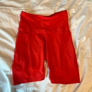 Red biker shorts